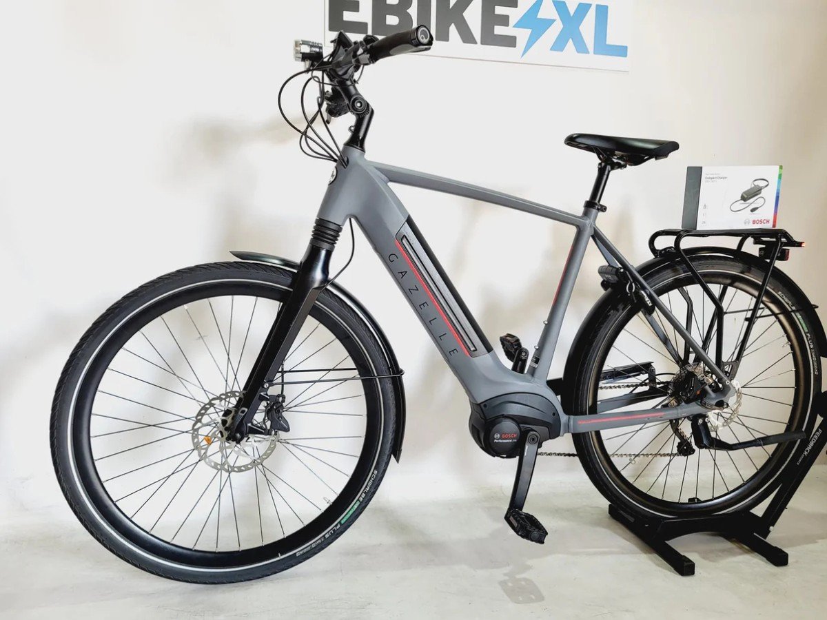 Gazelle Ultimate T10 Bosch Performance Line MM 500Wh! Heren Lichtgrijs 52cm