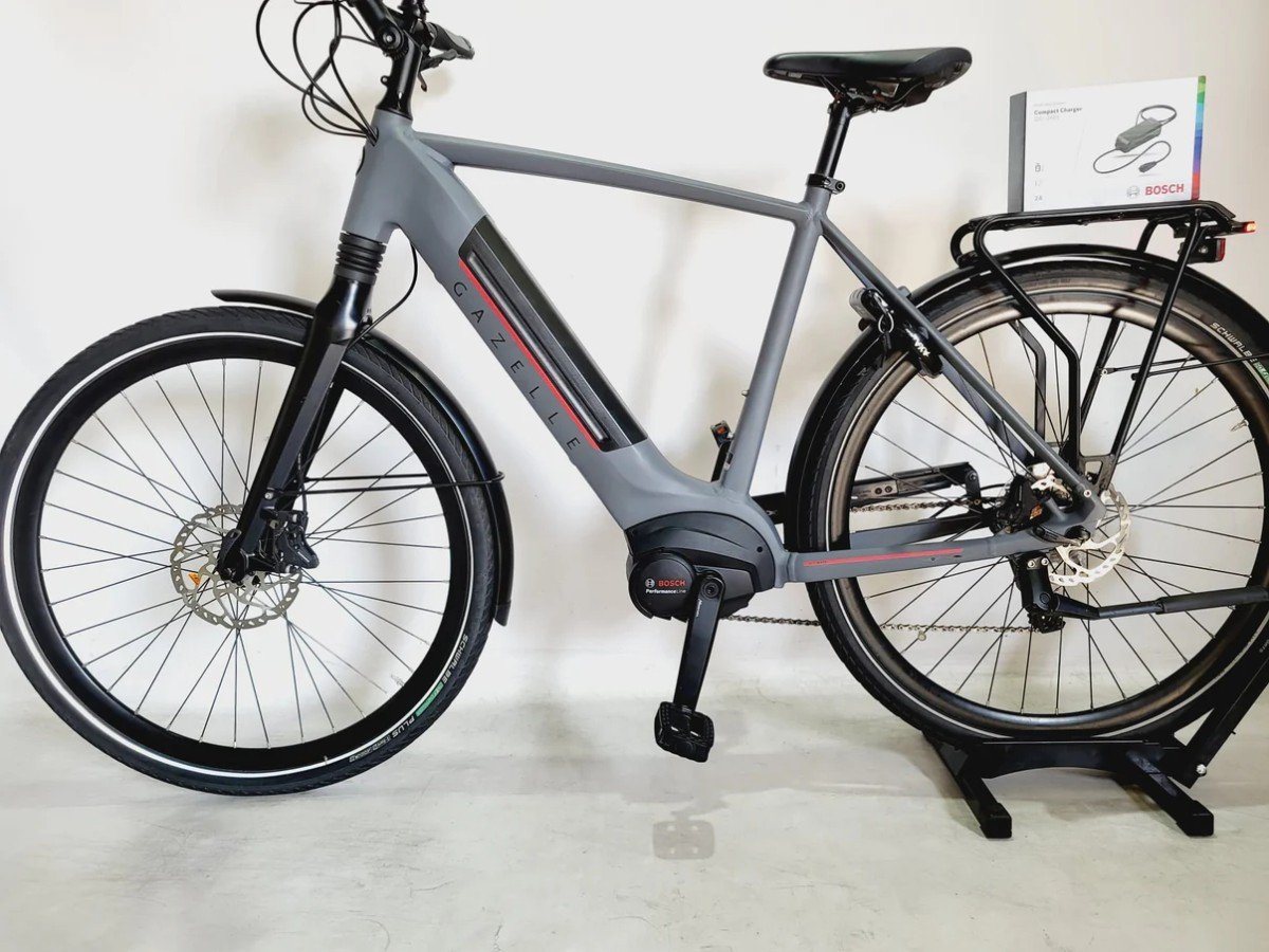 Gazelle Ultimate T10 Bosch Performance Line MM 500Wh! Heren Lichtgrijs 52cm