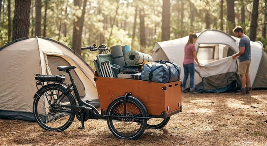 Elektrische bakfiets voor camping- en kampeerspullen