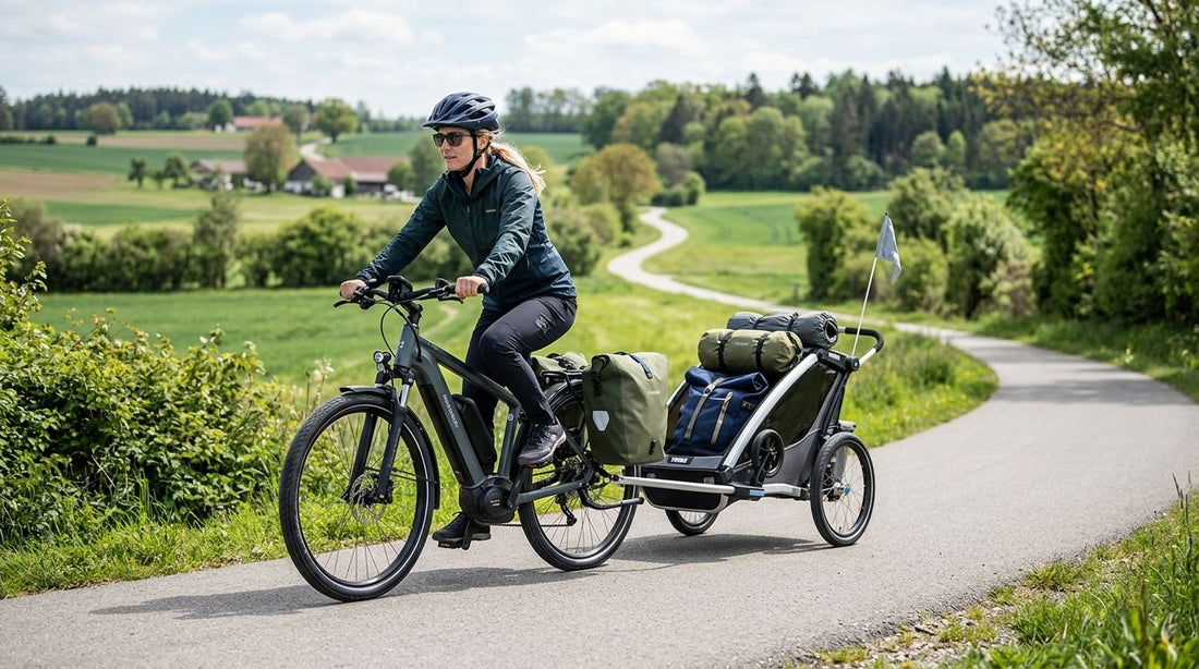 Elektrische fiets combineren met een aanhangwagen voor bagage