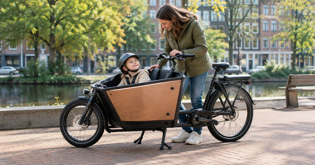 Is een elektrische bakfiets stabiel bij parkeren met een kind erin?