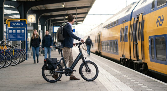 Elektrische fiets voor forensen die de trein combineren