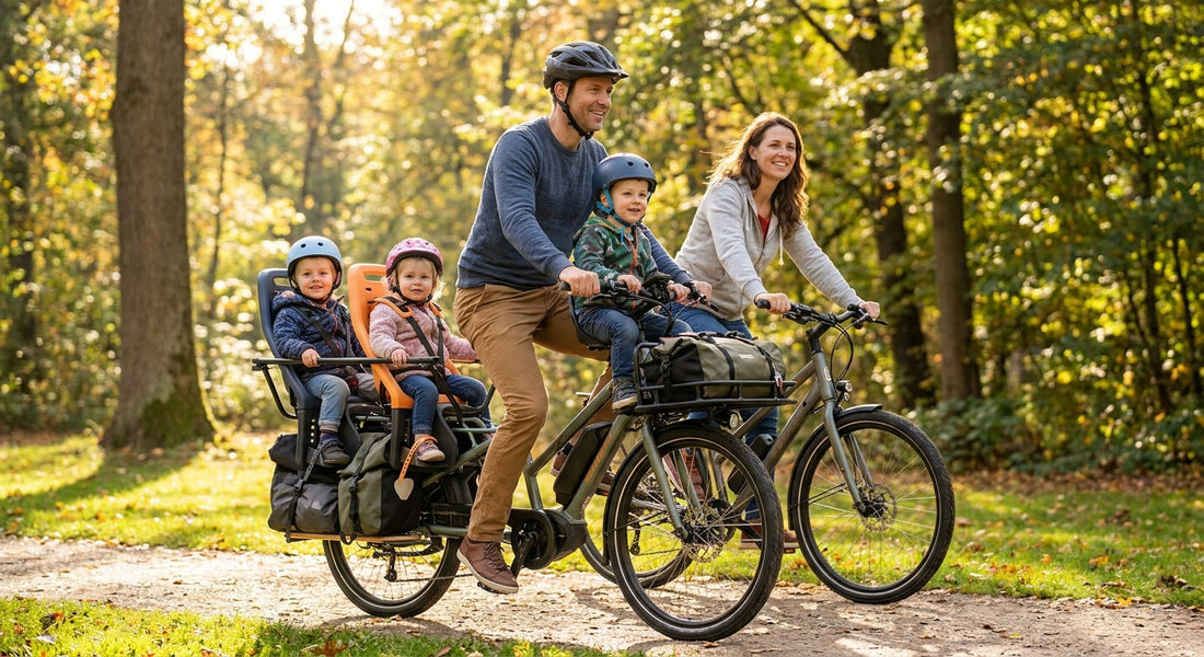 Longtail e-bike voor gezinnen met drie kinderen