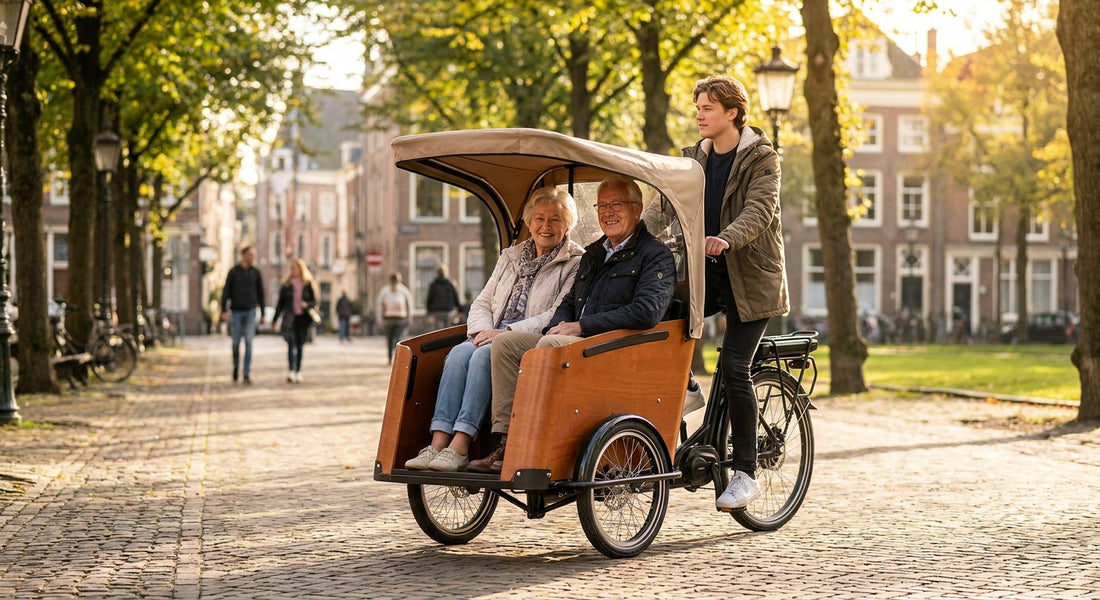 Elektrische bakfiets voor het vervoeren van ouderen