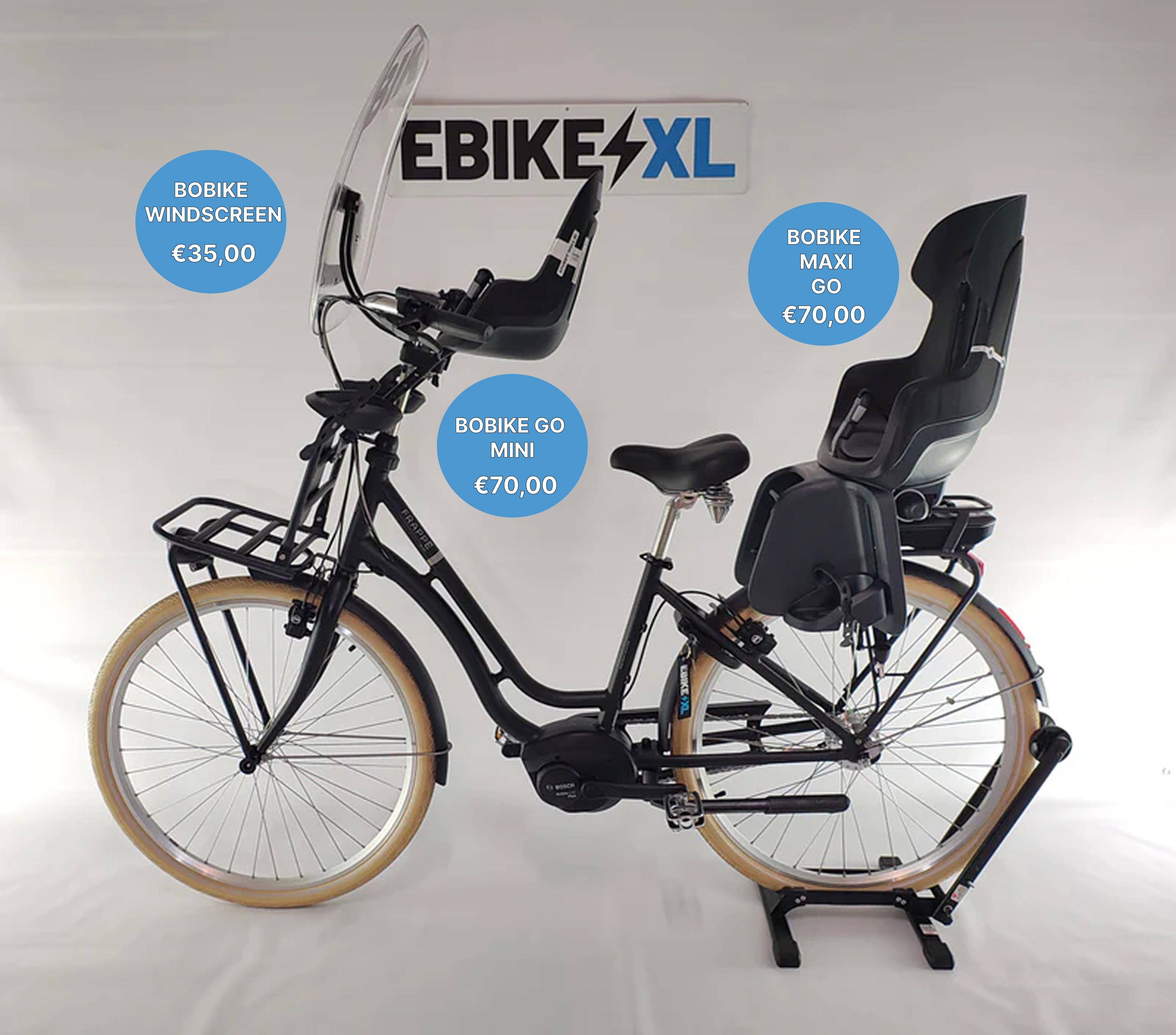 NIEUW! Frappé e-City Comfort Bosch Active Line Plus Middenmotor Zwart Mat Transportfiets L