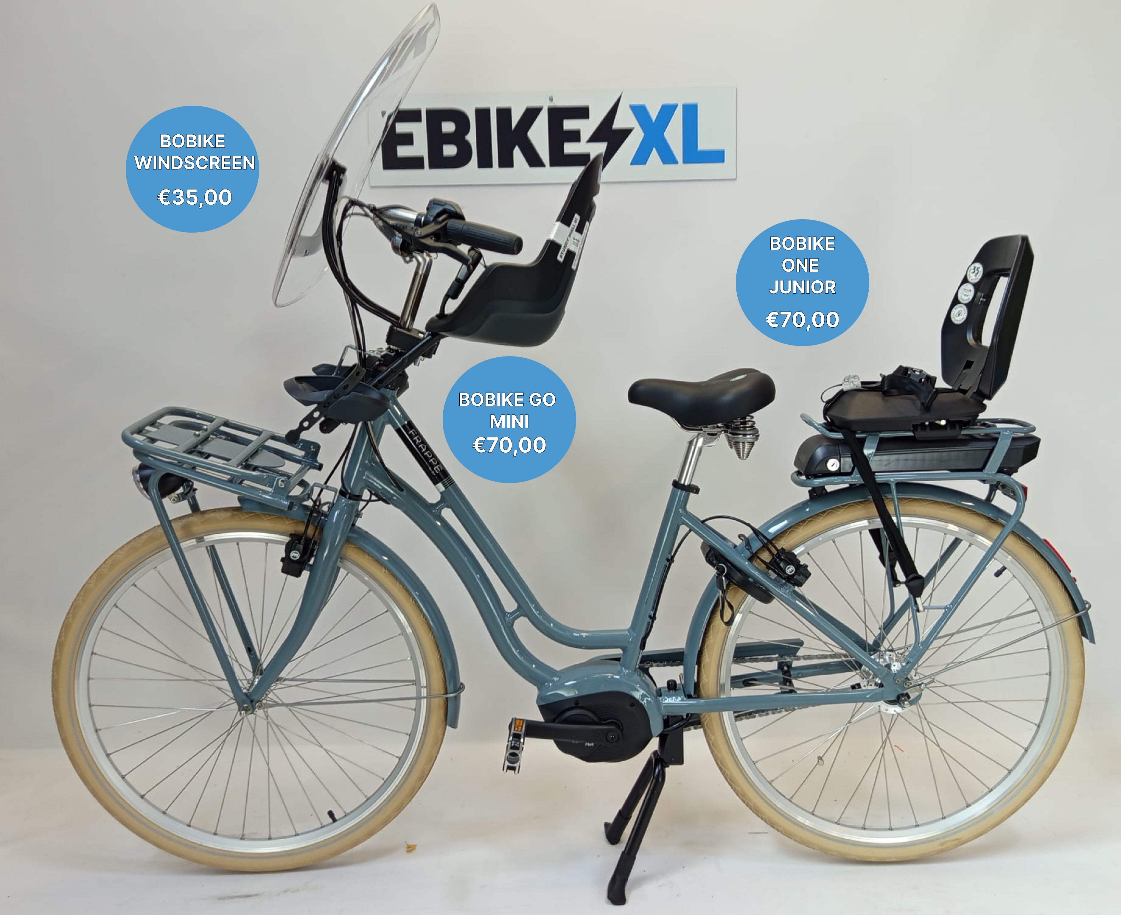 NIEUW! Frappé e-City Comfort Bosch Active Line Plus Middenmotor Stormy Sea Transportfiets S