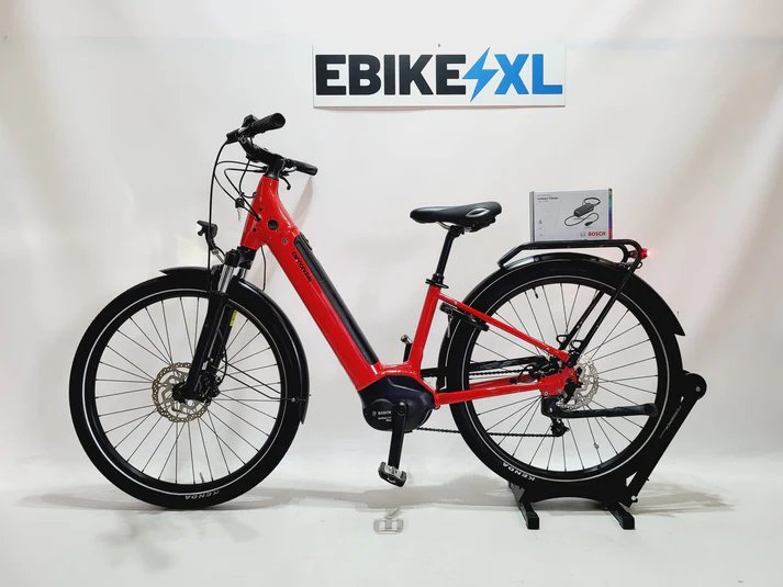 Cannondale Adventure Bosch Active Line Plus Middenmotor Lage instap Rood, elektrische fiets, zijaanzicht