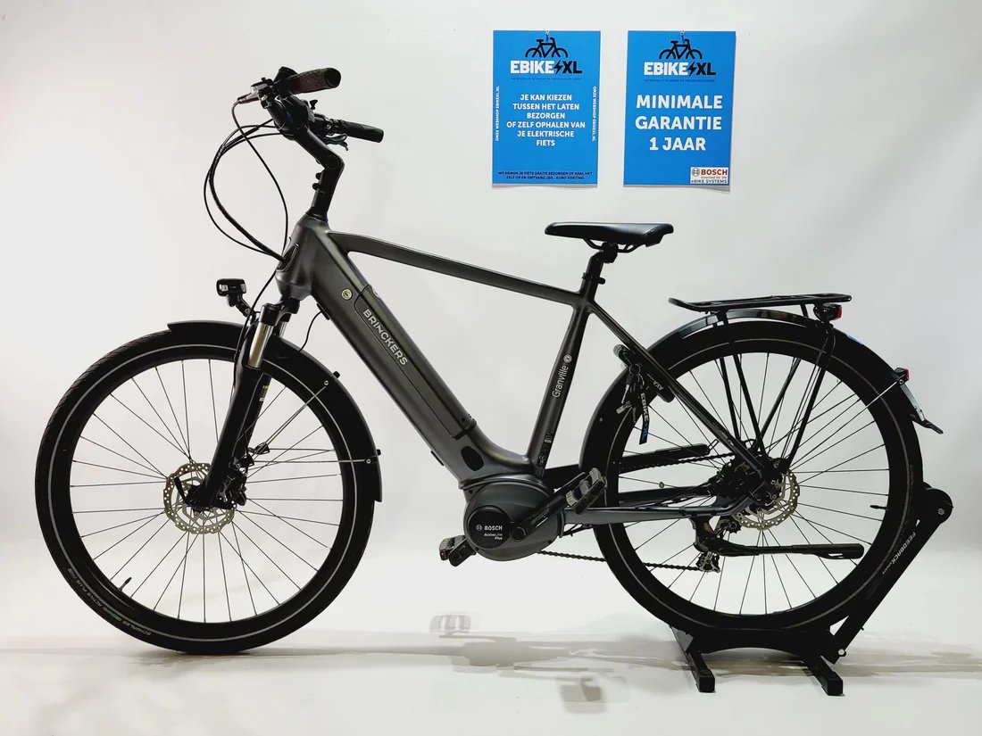 Brinckers Granville Bosch Active Line Plus Middenmotor Donkergrijs, elektrische fiets, zijaanzicht