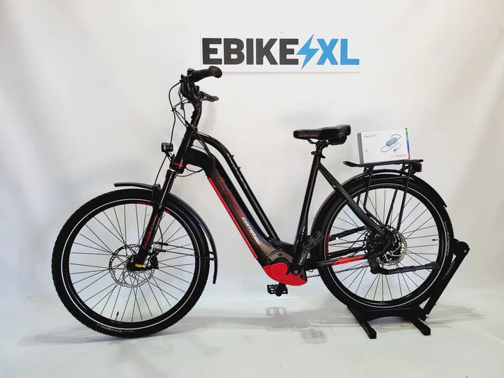 Corratec Life Bosch Cargo Line Middenmotor Lage instap Zwart / Rood, elektrische fiets, zijaanzicht