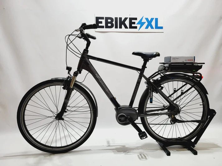 Granville E-premium Bosch Active Line Middenmotor Donkergrijs, elektrische fiets, zijaanzicht