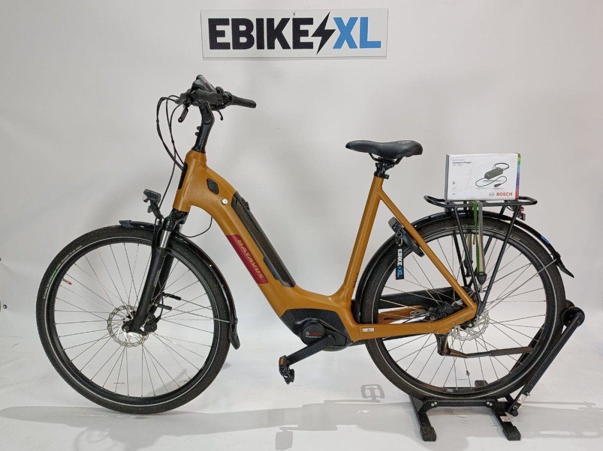 Batavus Altura Bosch Performance Line Middenmotor Lage instap Mosterd, elektrische fiets, zijaanzicht