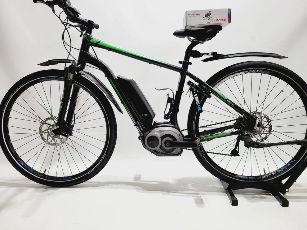 Trek Powerfly +9 Bosch Active Line Middenmotor Heren Zwart Groen 47cm