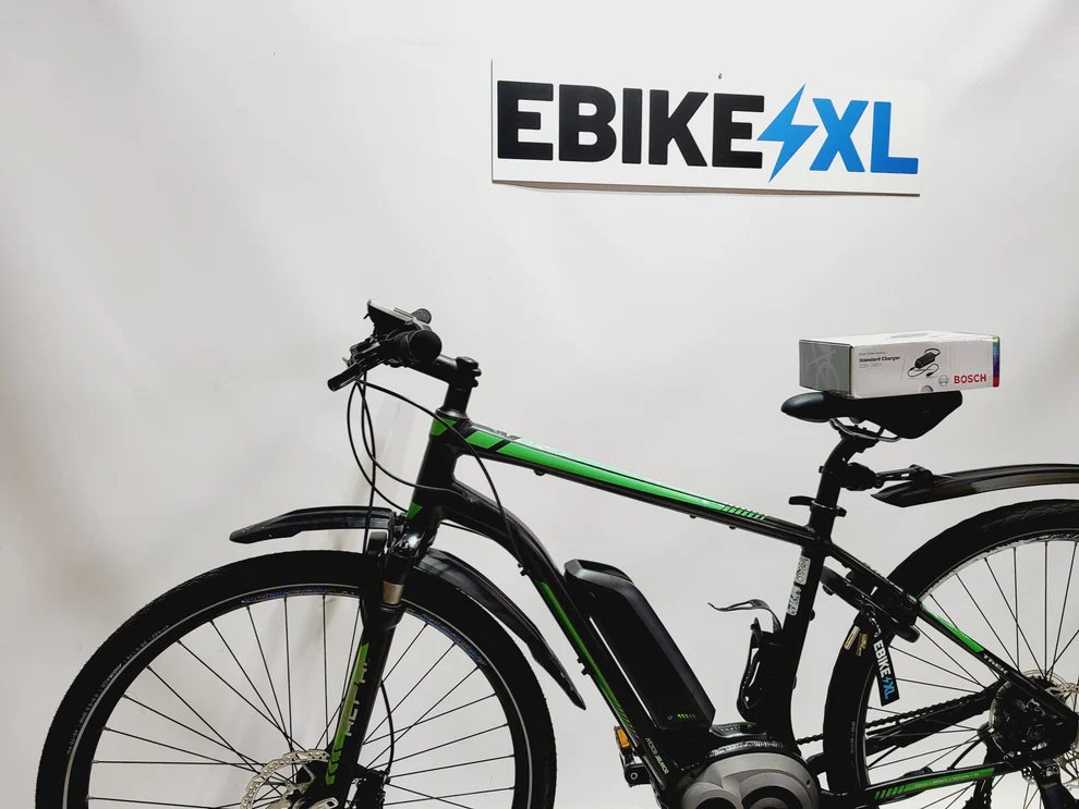 Trek Powerfly +9 Bosch Active Line Middenmotor Heren Zwart Groen 47cm