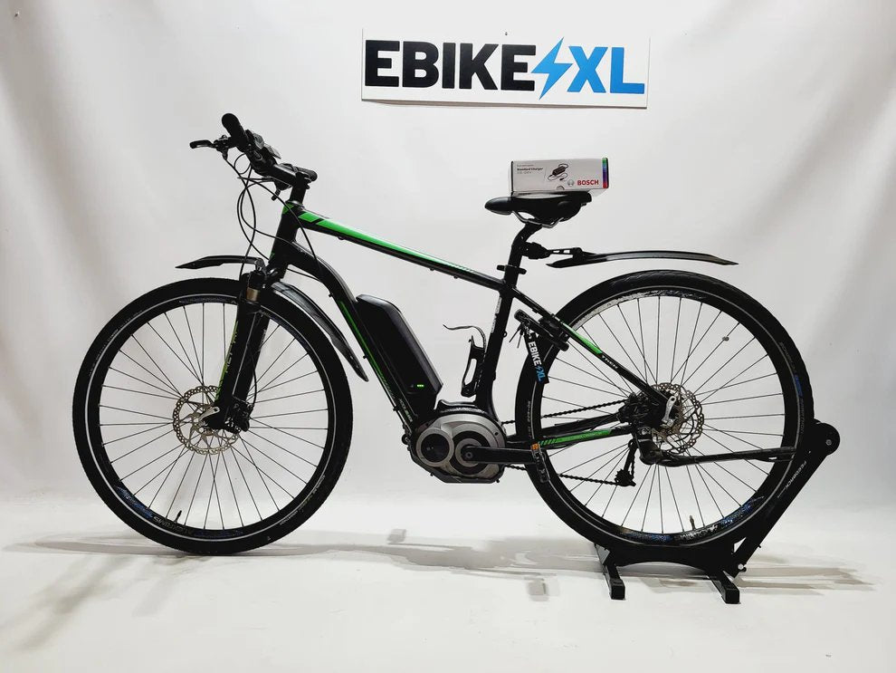 Trek Powerfly +9 Bosch Active Line Middenmotor Heren Zwart Groen 47cm