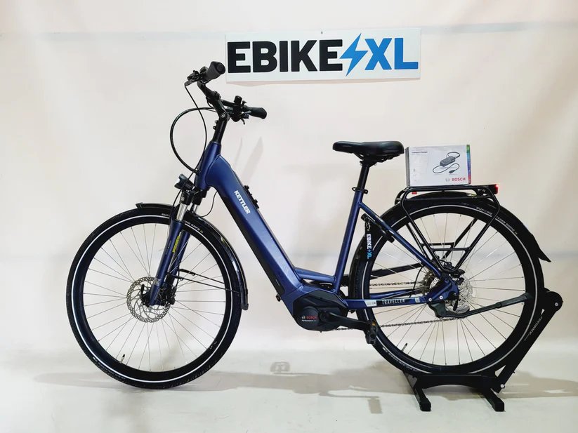 Kettler Traveller Gold 10+ Bosch Perf Line Middenmotor Lage instap Blauw, elektrische fiets, zijaanzicht