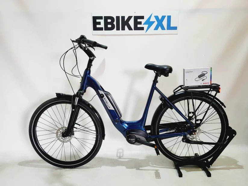 Stella Livorno Bosch Active Line Plus Middenmotor Lage instap Blauw, elektrische fiets, zijaanzicht