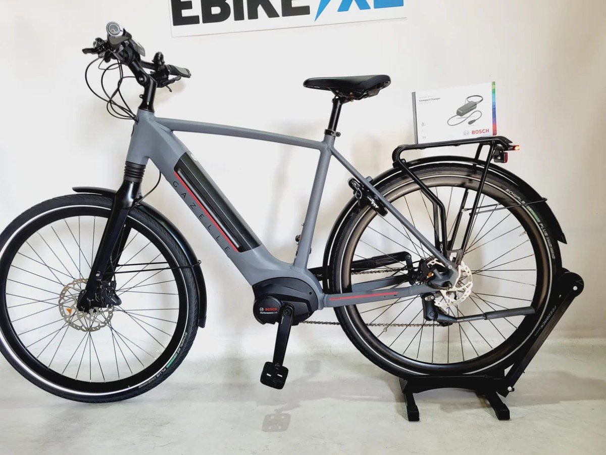 Gazelle Ultimate T10 Bosch Performance Line MM 500Wh! Heren Lichtgrijs 52cm