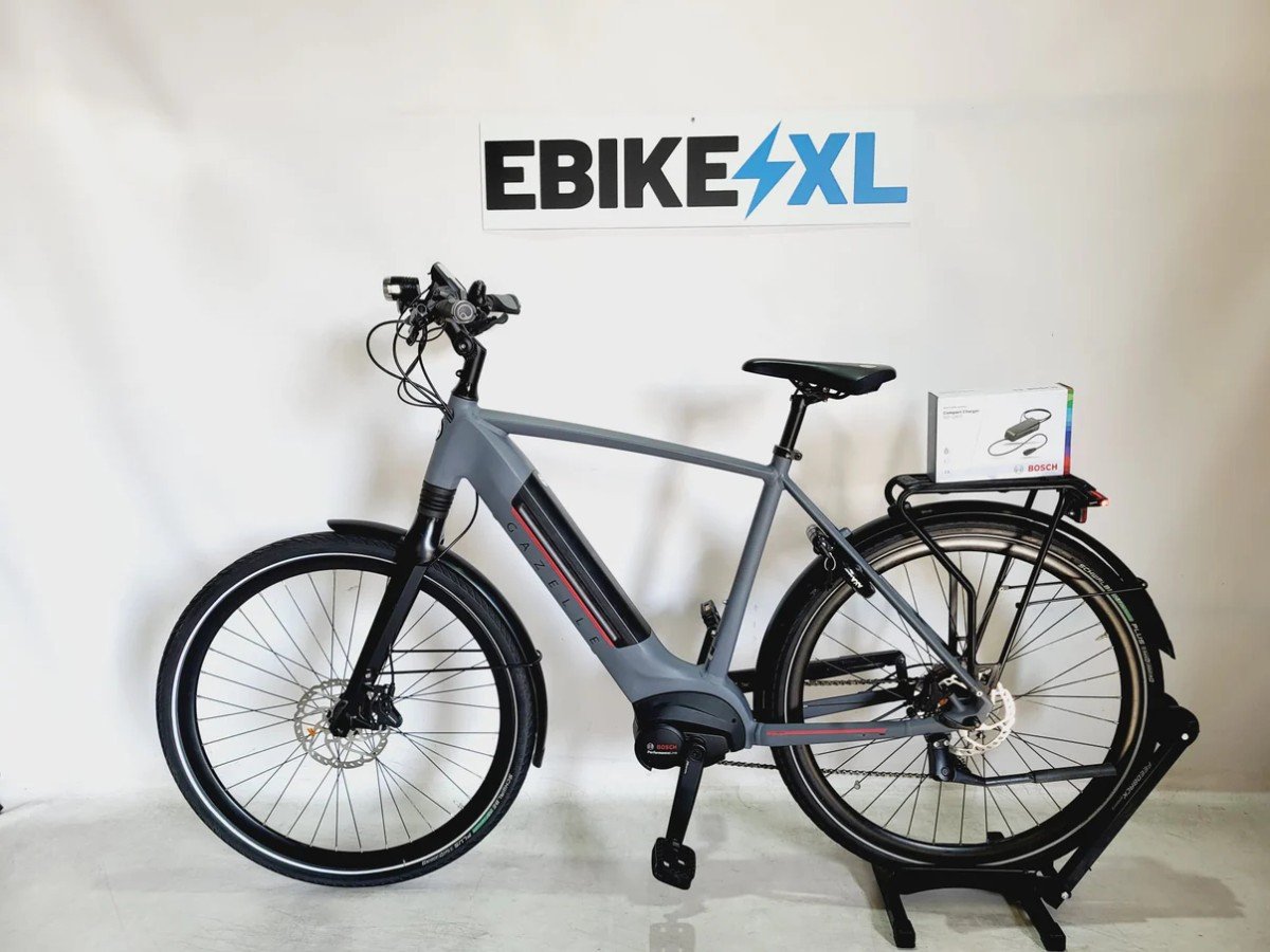Gazelle Ultimate T10 Bosch Performance Line MM 500Wh! Heren Lichtgrijs 52cm