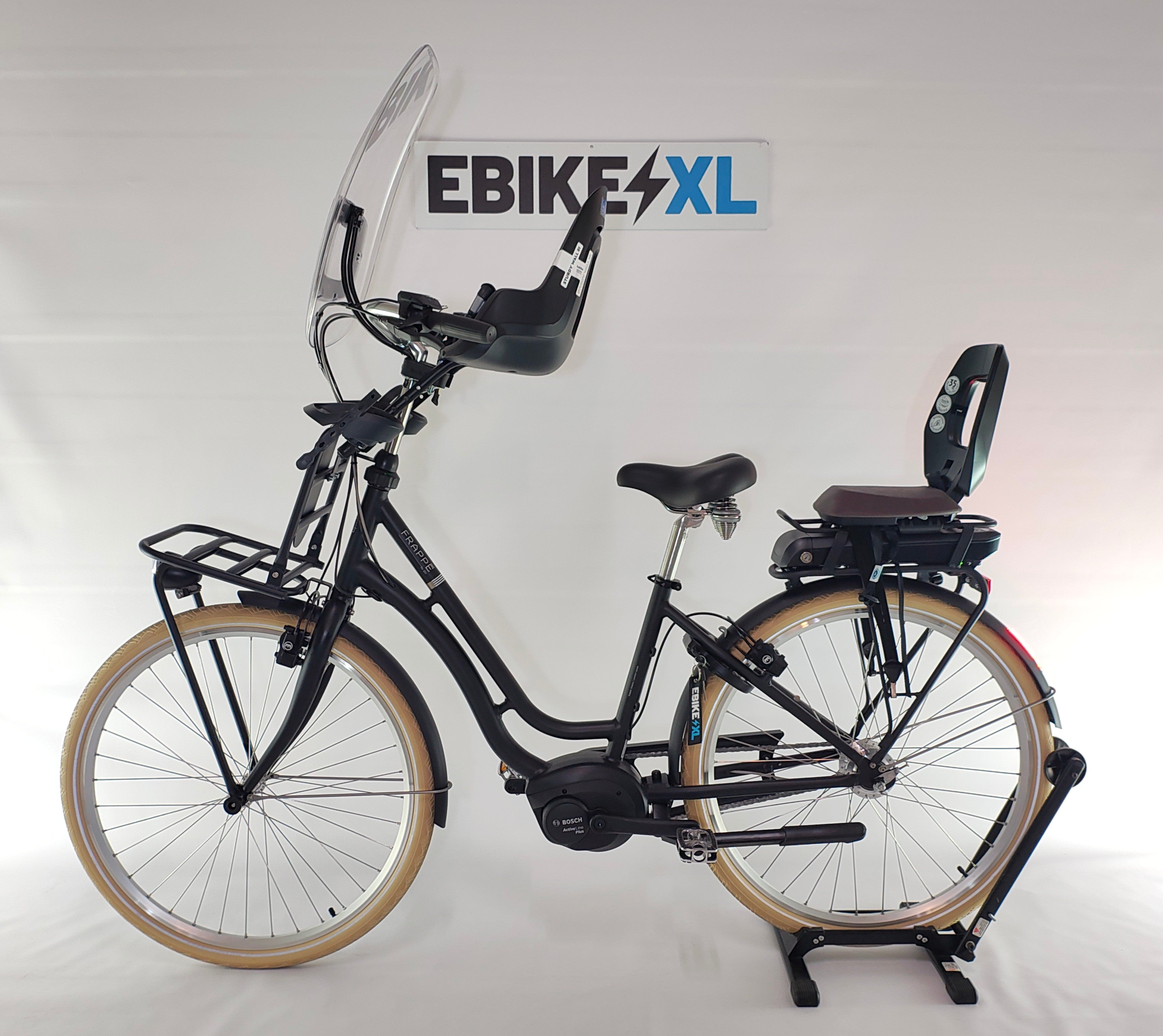 NIEUW! Frappé e-City Comfort Bosch Active Line Plus Middenmotor Zwart Mat Transportfiets L