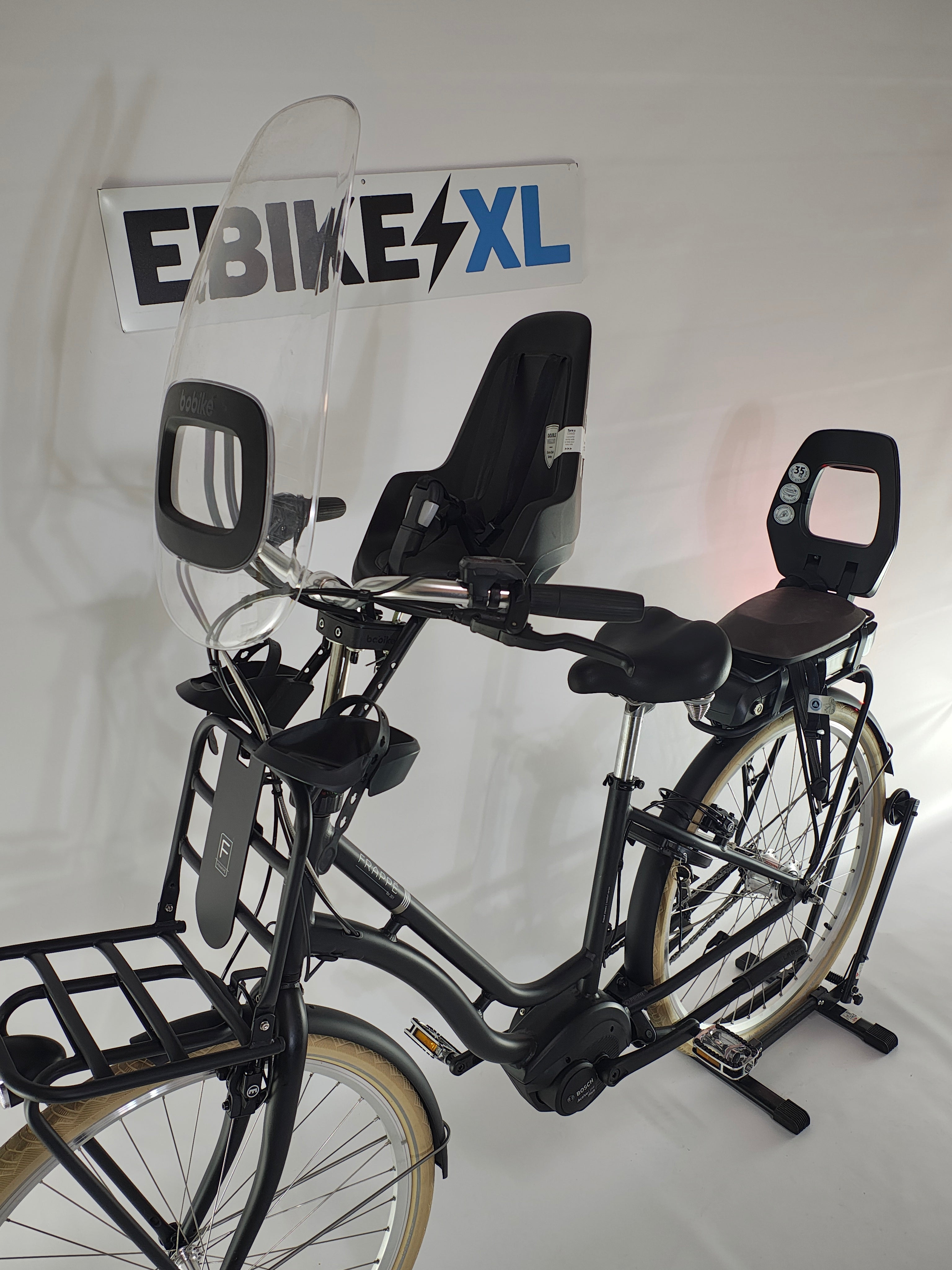 NIEUW! Frappé e-City Comfort Bosch Active Line Plus Middenmotor Zwart Mat Transportfiets L