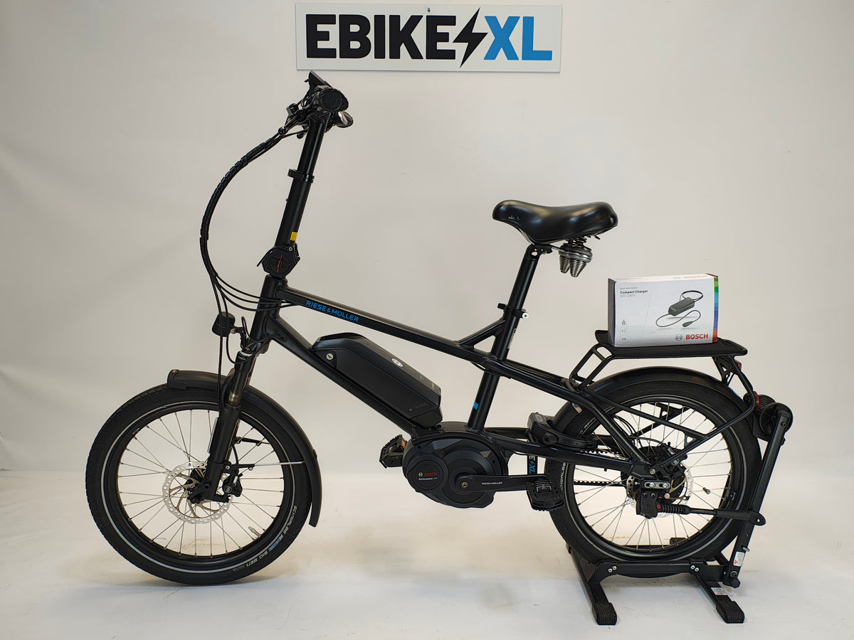 Riese & Muller Tinker Bosch Performance Line Middenmotor 500Wh Belt-Drive 20 inch Zwart, elektrische fiets, zijaanzicht